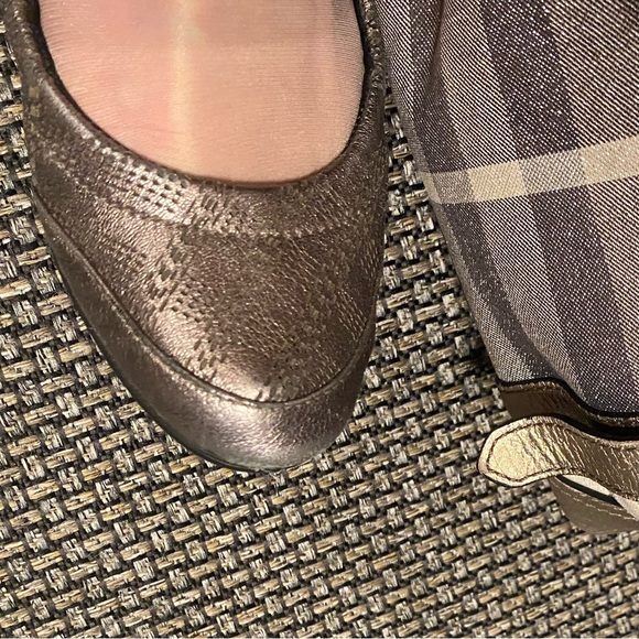 BURBERRY Nova Check LeatherTravel/Ballet Flats🔥Metallic Bronze🔥EUC 38🇺🇸8/8.5 - Picture 3 of 12